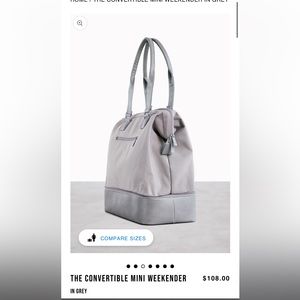Beis convertible mini weekender bag grey